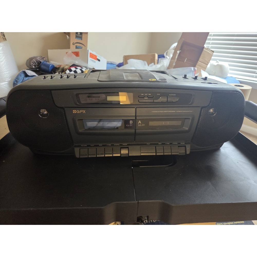 This black GPX brand portable boombox features a cassette deck